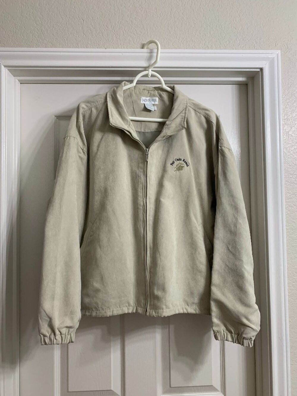 Lady Player Fawn Color Jacket With Fair Oaks Ranch Logo, Size Xl